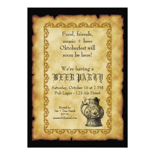 Beery Happy Beer Party Antique Medieval Vintage Invite