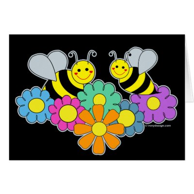 Bees & Flowers Greeting Cards by ironydesigns