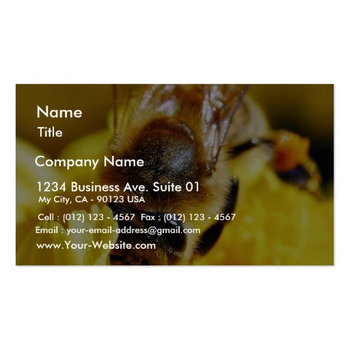 Bees Pollen Insects Wings Macro Bugs Business Cards (front side)