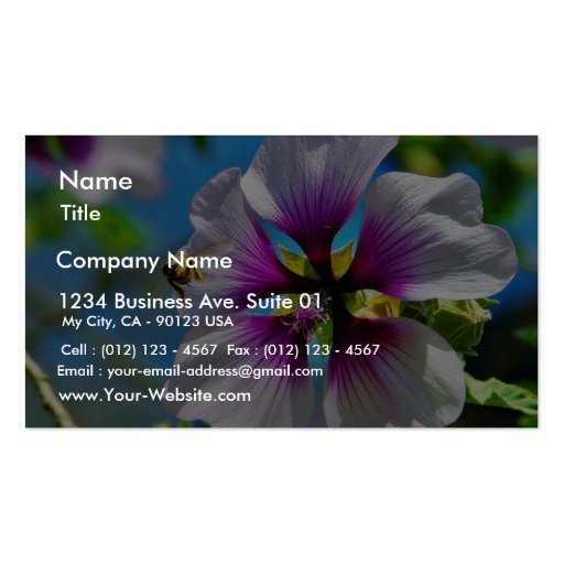 Bees Purple Flowers Business Card Template (front side)