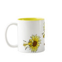 Bees & sunflowers, Summer mugs by graphicdog Bees & sunflowers, Summer mugs
