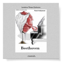 Beethoven Cartoon On Framed Canvas Funny Print