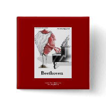 Beethoven Cartoon On Funny Novelty Button