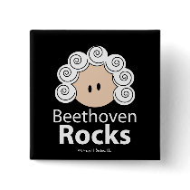 Beethoven Rocks Button by MusicTeesGifts Beethoven Rocks Button