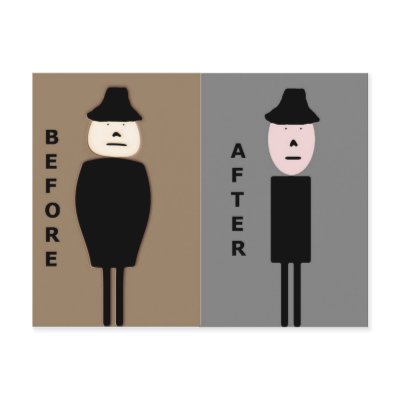 Before and After Weight Loss Congratulations Men Postcards by RickMac