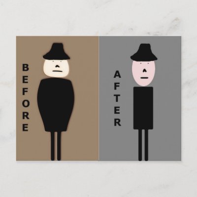 Before and After Weight Loss Congratulations Men Postcards by RickMac