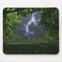 storm, lightning, clouds, flowers, spring, forest, field, desktop wallpaper, Musemåtte med brugerdefineret grafisk design