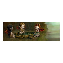 Befriending an Alligator fairy Art Print by strangeling Befriending an Alligator fairy Art Print