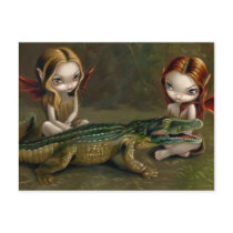 "Befriending an Alligator" Postcard