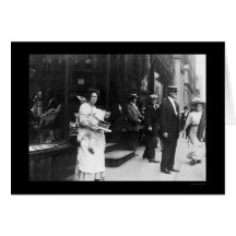 Beggar Woman on Broadway in New York City 1909 Card