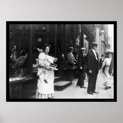 Beggar Woman on Broadway in New York City 1909 Print by lc_vintagephotos