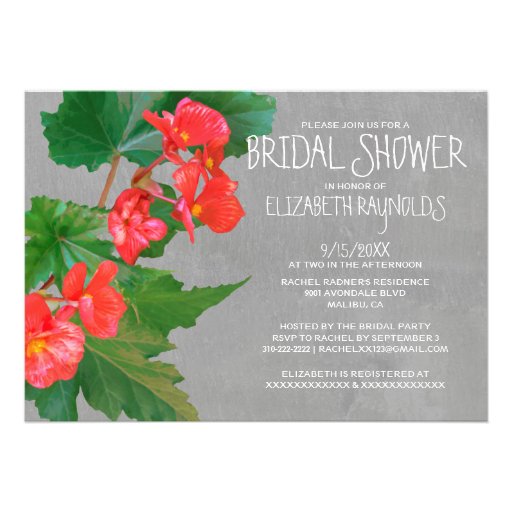 Begonia Bridal Shower Invitations