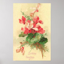 Begonia Vintage Birthday Greetings Posters
