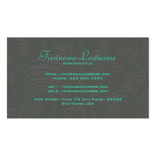 Beige And Blue Abstract Random Swirls Business Card Template (back side)