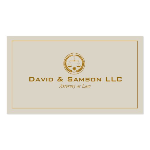 Beige And Gold Classic Attorney At Law Business Card Templates (front side)