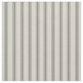 Beige and Gray Classic Ticking Stripes Fabric