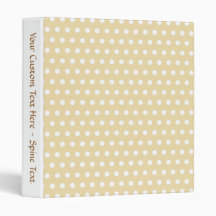 Beige and White Polka Dot Pattern. Spotty. Vinyl Binder