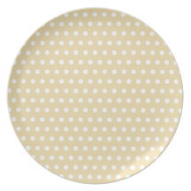 Beige and White Polka Dot Pattern. Spotty. Party Plate
