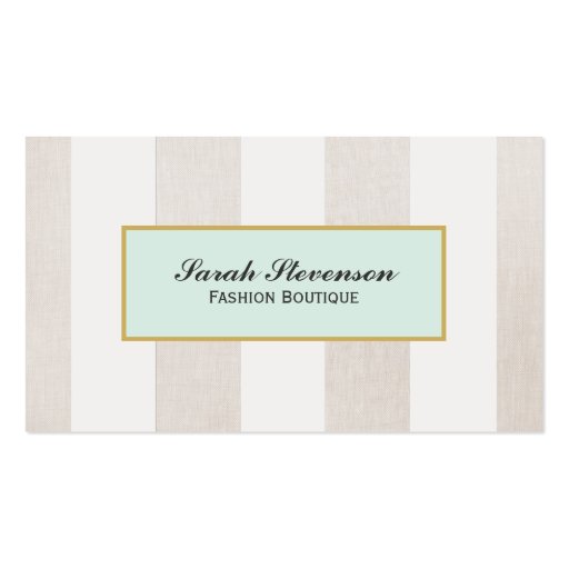 Beige and White Stripes Boutique Business Card (front side)
