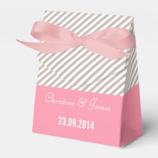 Beige and white stripes, customizable gift box party favor boxes