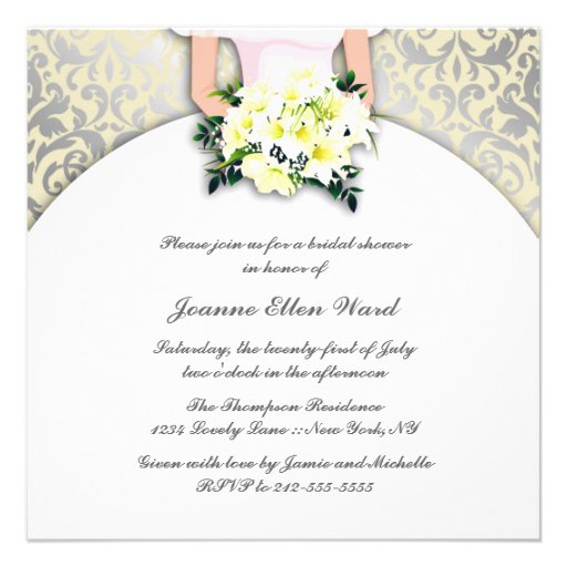 Beige and Yellow Bridal Shower Invitation
