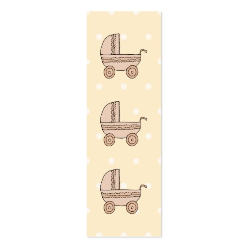 Beige Baby Pram. On spotty background. Business Cards (front side)