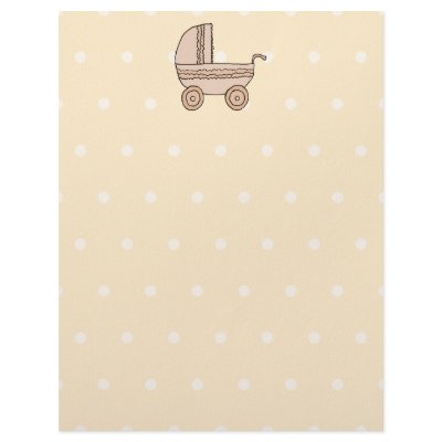 Beige Baby Pram. On spotty background. Custom Letterhead by Graphics_By_Metarla