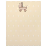 Beige Baby Pram. On spotty background. Custom Letterhead