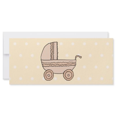 Beige Baby Pram. On spotty background. Rack Card Template by Graphics_By_Metarla