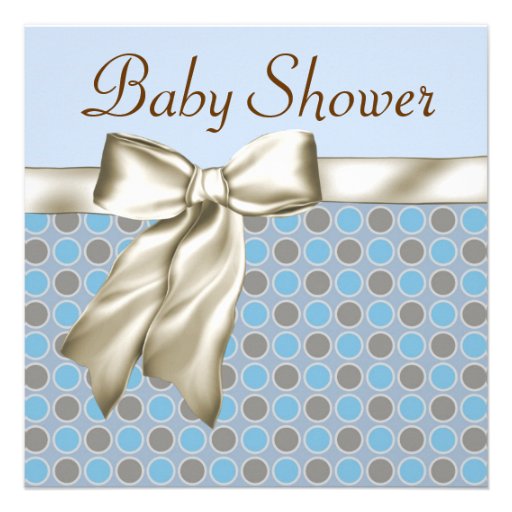 Beige Blue Brown Baby Boy Shower Invitations