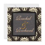 Beige & Brown DAMASK  CLASSIC Wedding INVITATION