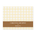 Beige brown gingham lined custom name recipe card postcard