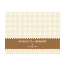 Beige brown gingham lined custom name recipe card postcards