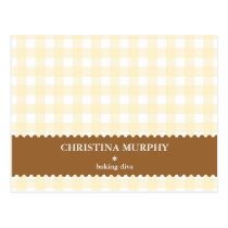 Beige brown gingham lined custom name recipe card postcards