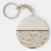 beige brown retro flowers keychain