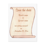 Beige Brown Scroll Save the date wedding postcards postcard