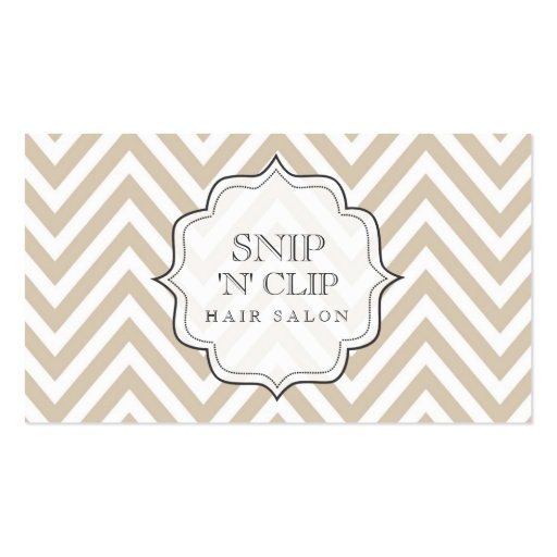 beige Chevron Filigree Stripes Hair Stylist Cards Business Card Templates (front side)