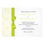 Beige Damask Lime Bow Wedding Invitation