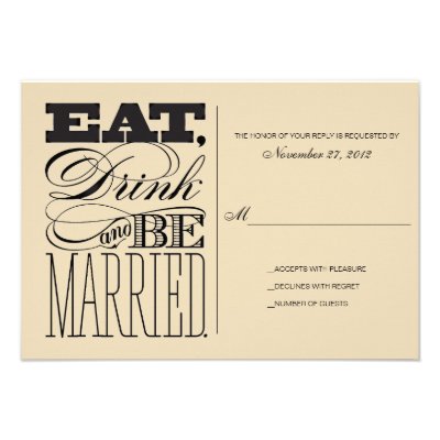 Beige - Eat Drink and Be Married - RSVP Invitations