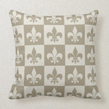 Beige Fleur de lis Throw Pillow