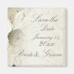 Beige Floral Elegant Save the Date Magnet
