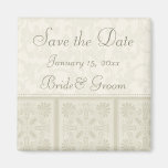Beige Floral Elegant Save the Date Magnet