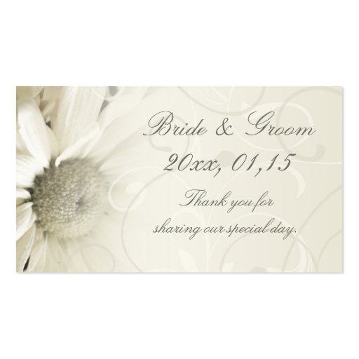 Beige Floral Wedding Favor Tags Business Cards (front side)
