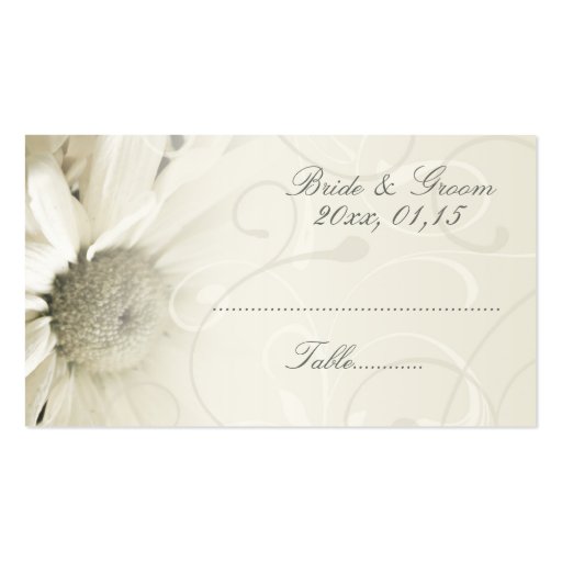 Beige Floral Wedding Table Place Setting Cards Business Card Templates (front side)