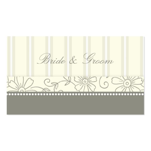 Beige Floral Wedding Table Place Setting Cards Business Cards (back side)