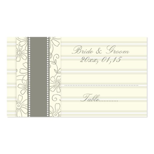 Beige Floral Wedding Table Place Setting Cards Business Cards (front side)