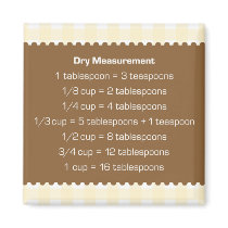 Beige gingham dry measure chart kitchen helper magnets