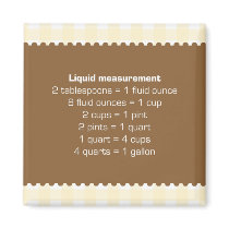 Beige gingham liquid measure chart kitchen helper magnets