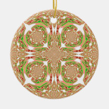Beige Green 2 Designs in 1 Christmas Ornament