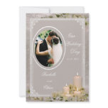 Beige & Ivory Candle Wedding Photo Invitations 5x7